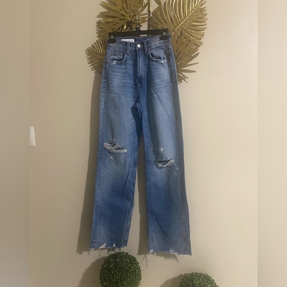 Zara Denim - Zara Blue Distressed Flare Jeans